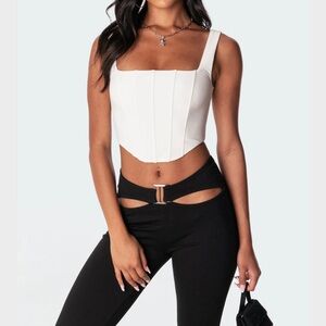 Edikted Isla White Corset Tank Top